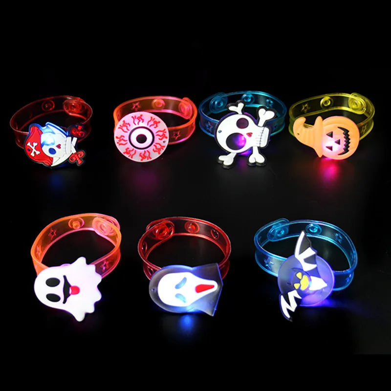 12-120PCS Halloween LED Glow Pumpkin Ring Light Up Wristband Necklace Watch Set Christmas Party Favor Accessories for Rave Night Oasis Select