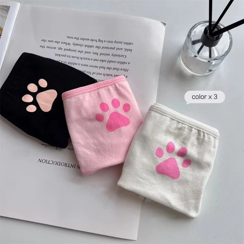 1/2/3/4pcs Women Sexy Sweet Cat Claw Briefs Low Waist Bowknot Bandage Lingerie Strings Strap Underwear Ladies Breathable Panties Oasis Select