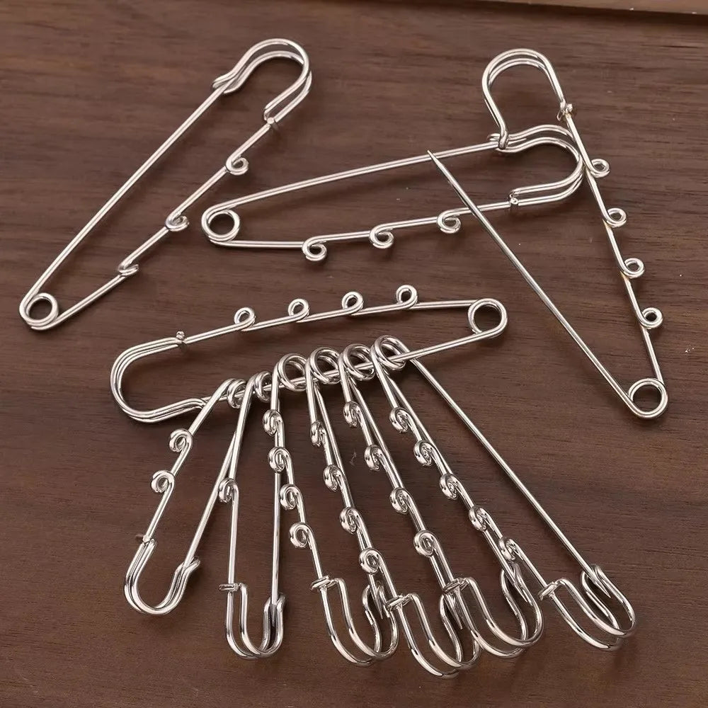 Silver Safety Brooch Pins Multi Holes Connectors DIY Charms Brooch With Holes Findings Accessories Shawl Adjuster Oasis Select