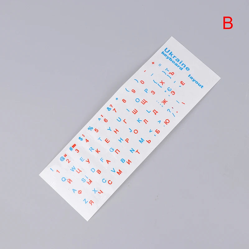 1Pc Ukraine Language Keyboard Sticker Black/Clear Background White Blue Red Black Letters Sticker For Universal PC Laptop Oasis Select B