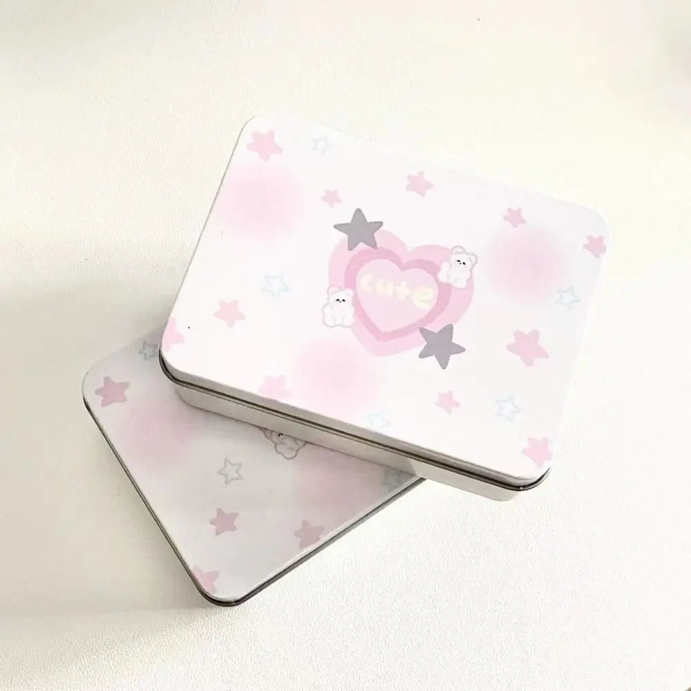 Cartoon Iron Storage Box Big Capacity Small Card Storage Box Desktop Storage School Stationery Kpop Photocards Oasis Select