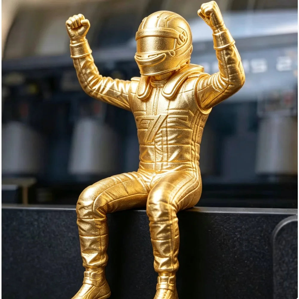 Cool Racing Driver Statue with Victory Pose Creative Desktop Craft Ornament Decor for Monitor Edge Shelf Home and Office Oasis Select