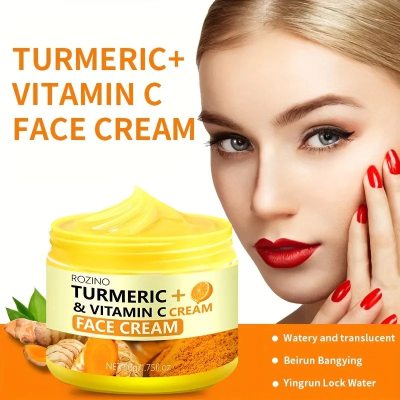 Turmeric VC Face Cream Deeply Moisturizes and Desalinates Skin Leaving Skin Fresh Non Greasy Smooth Firm Soft Elastic Energetic Oasis Select