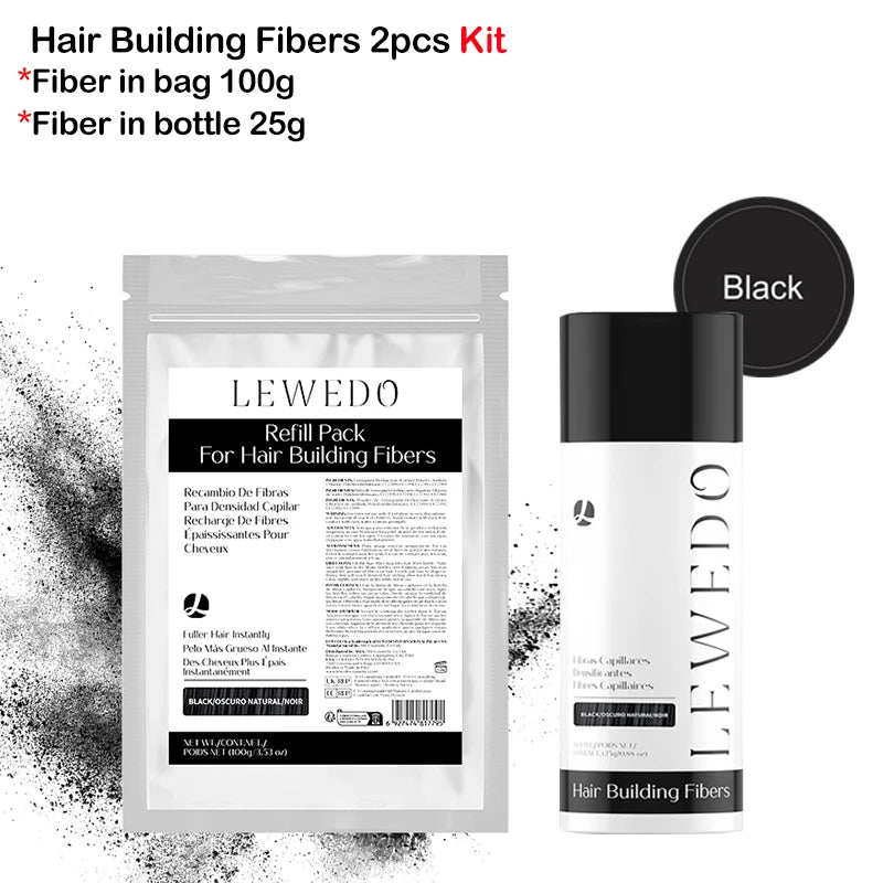 LEWEDO Keratin Hair Building Fiber Powder Kit & Refill Bag