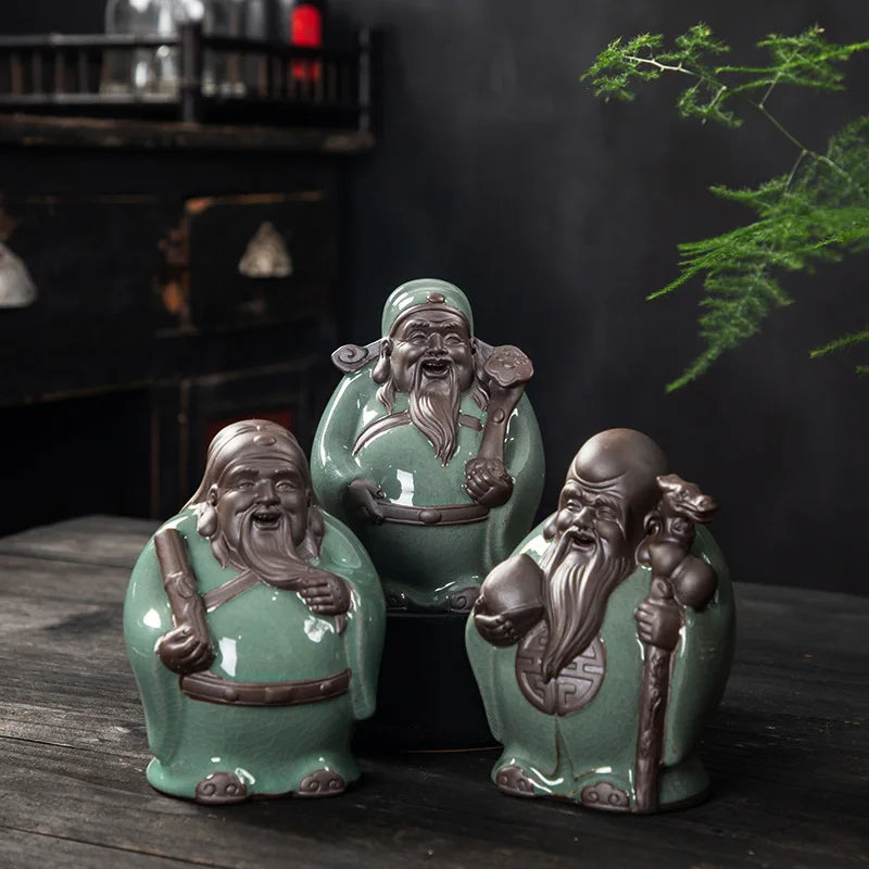 Ceramic Fortune God Feng Shui Wealth-Attracting Tea Pet Ceramic Home Entrance Decoration Birthday Gift Oasis Select