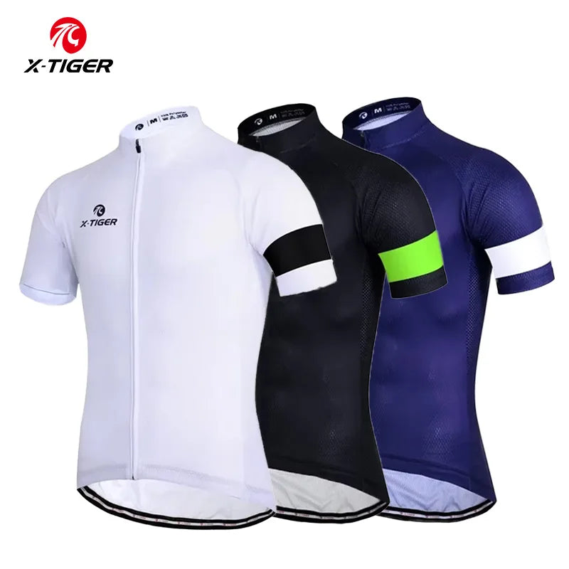 X-TIGER Summer Men's Cycling Jersey 3 Colors Breathable Quick Dry Short Sleeve MTB Road Bicycle Jerseys Cycling Shirt Oasis Select