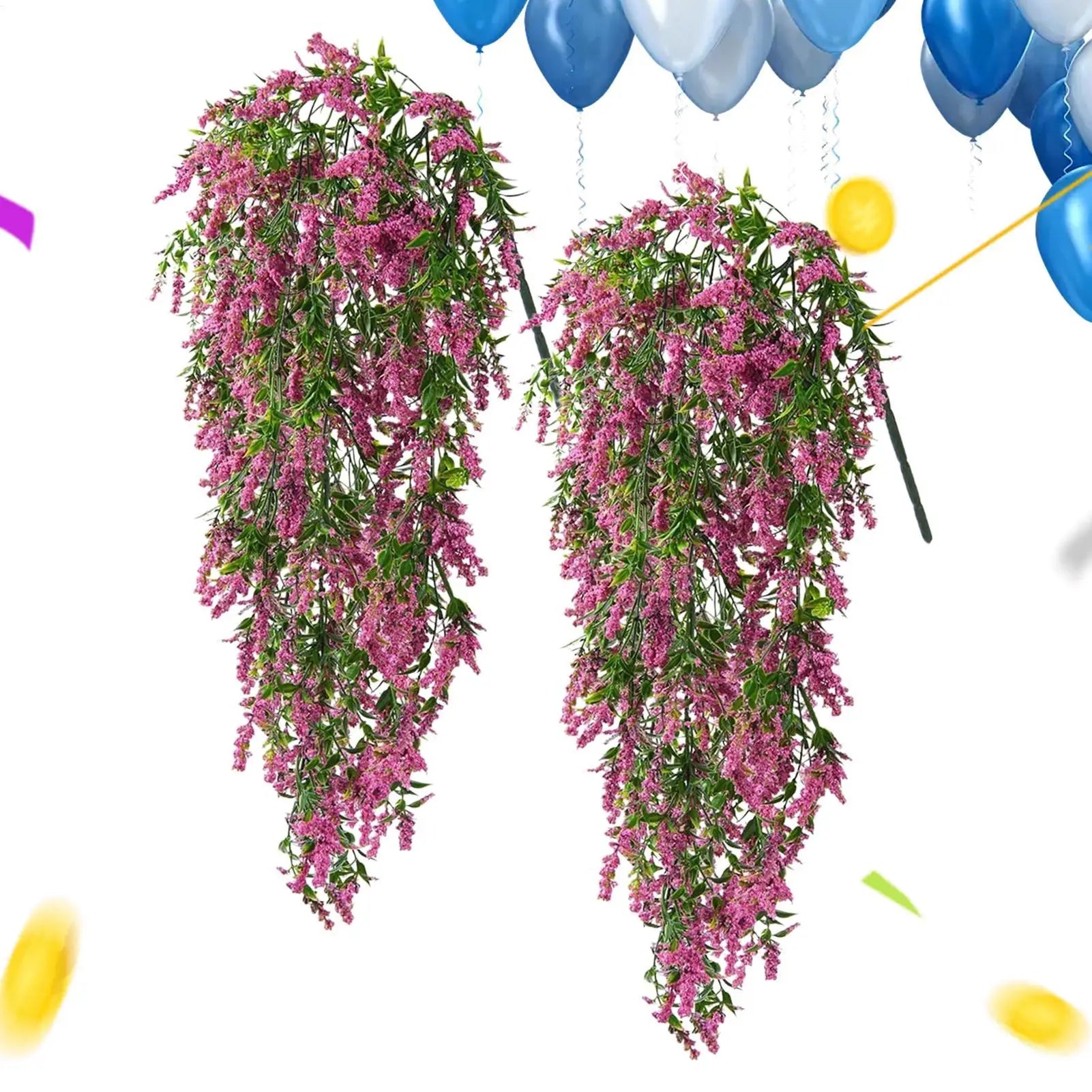 2Pcs Artificial Hanging Flowers Fake Vine Garland Plants for Outdoor Indoor Home Room Yard Wall Garden Fake Hanging Plant Decor Oasis Select
