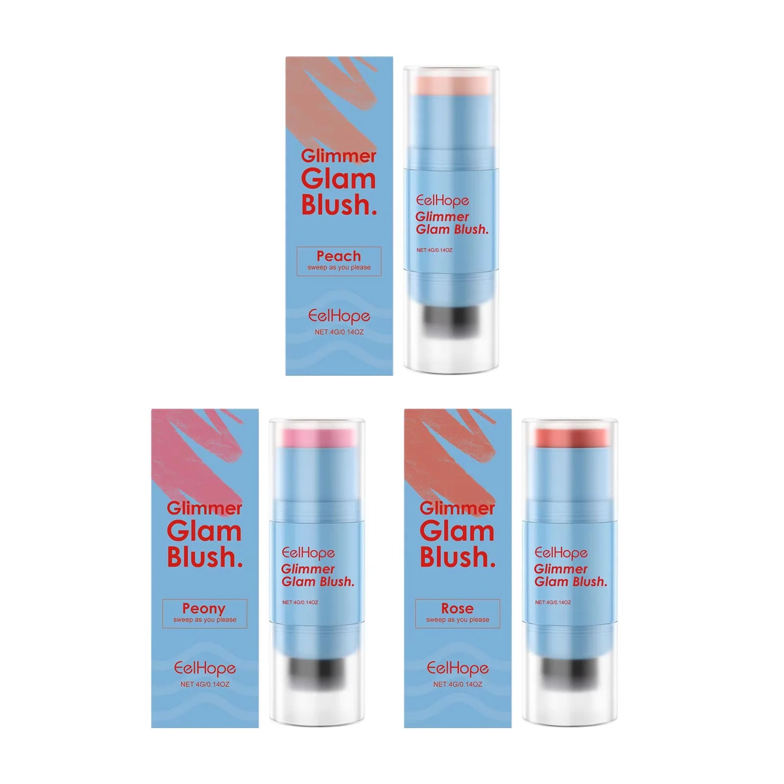 Eelhope Double-Ended Blush Stick – Matte Cheek & Lip Color Blush Stick Oasis Select 3pcs boxed