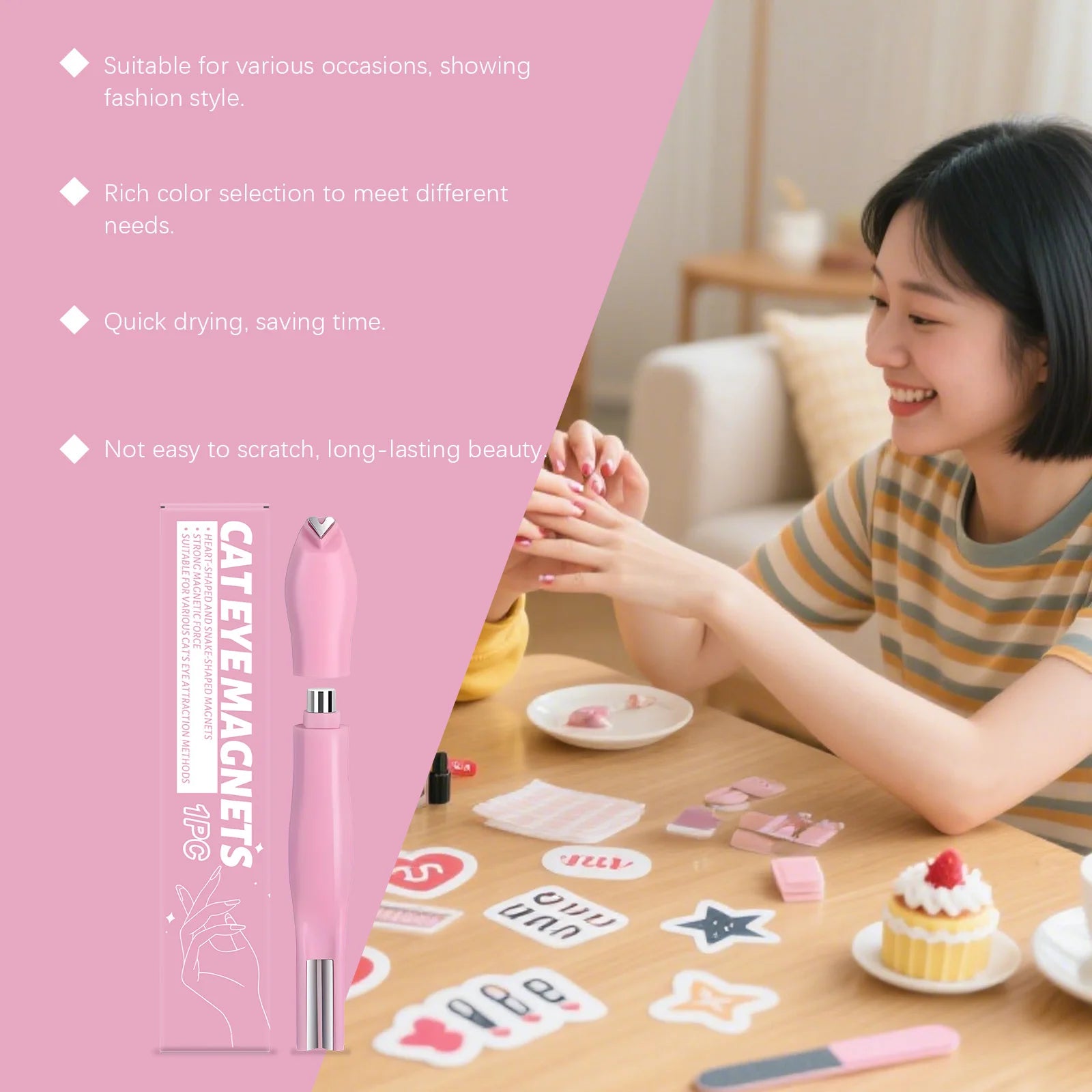 DIY Nail Magnet Stick Easy Control Create Diverse Nail Cat Eye Heart Styles Professional Design Cat Eye Nail Art Magnetic Tool Oasis Select