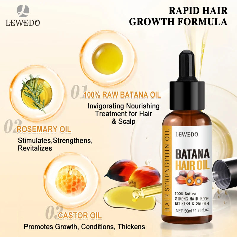 Lewedo Naturals Batana Oil Fast Hair Growth for Men Women Pure Batana Oil Nourish Shiny Hair Healthy Hair Care Anti Hair Loss Oasis Select