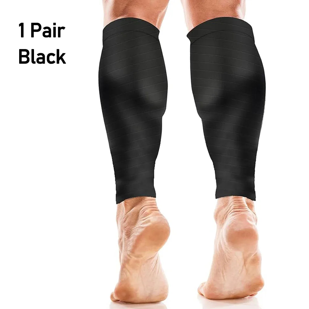 1Pair Calf Support Compression Sleeves for Women Men Running 20-30mmHg Footless Leg Socks Outdoor Sports Marathon Oasis Select black