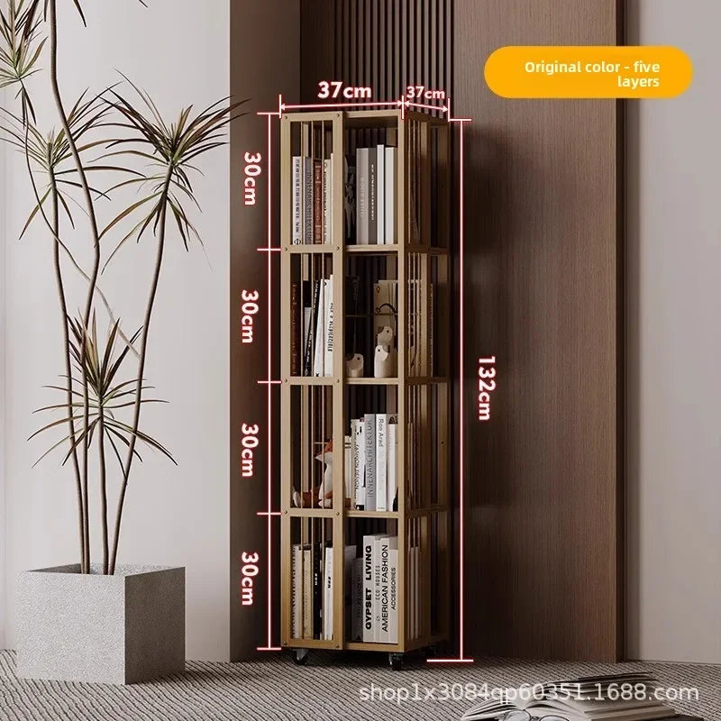 Multi-functional Rotating bookshelf Home living room Movable multi-layer shelf Non-solid wood storage artifact Simple bookcase Oasis Select Primary color 5