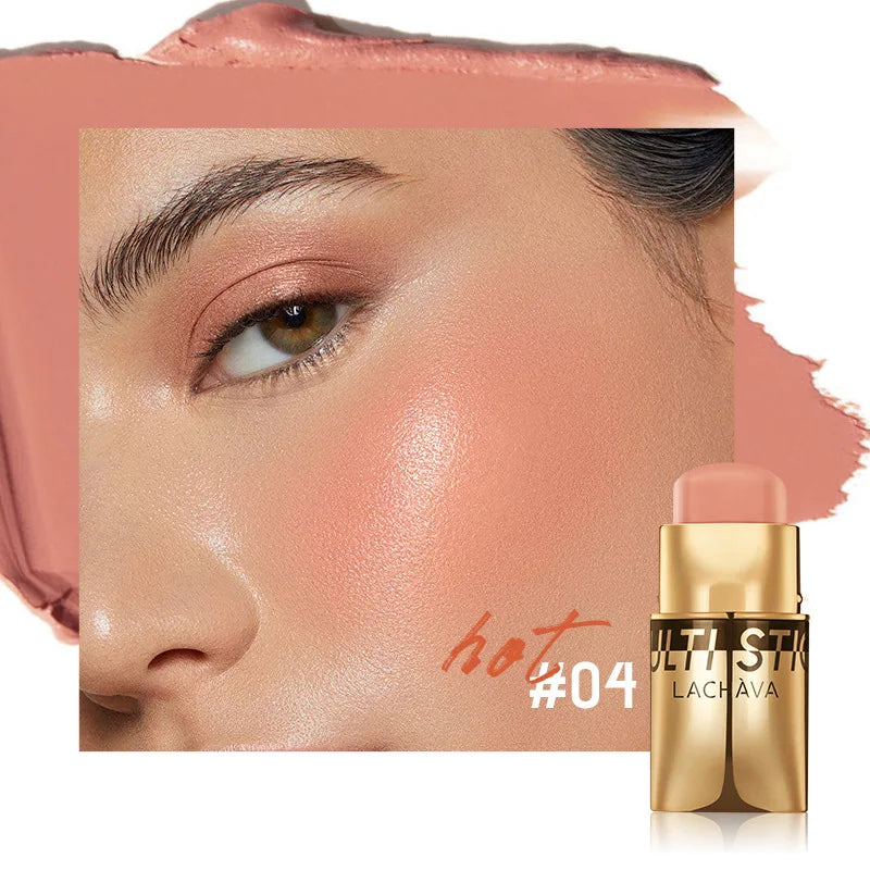 QiBest 3-in-1 Waterproof Blush Stick – Lips, Face & Eyes Multi-Use Blush Stick Oasis Select 04