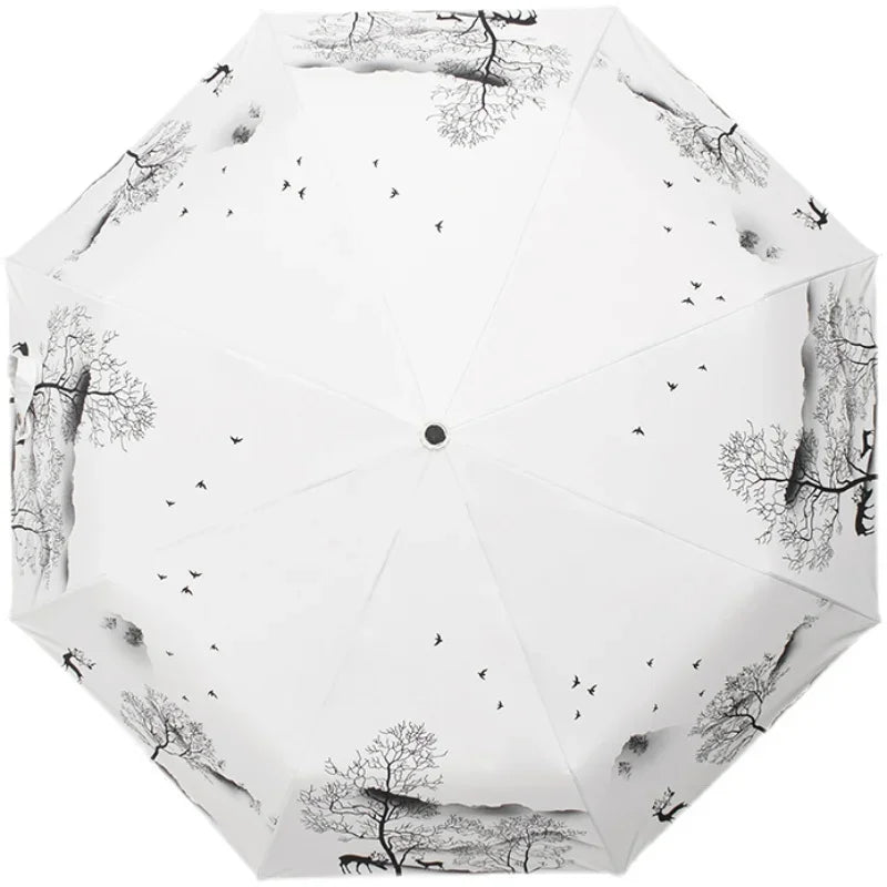 Automatic Double Sunny Umbrella Large Sunshade Sunblock Folding Retro Oil Painting Umbrella Oasis Select