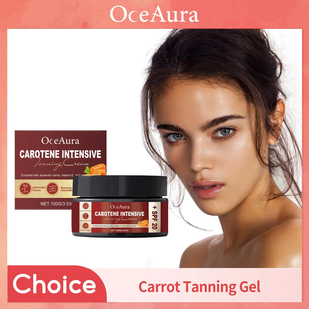Carrot Intensive Tanning Gel Face Body Tan Enhancer Moisturizing Sunbathing Bronze Glow Skin Tanning Gel For Sunbeds Outdoor Sun Oasis Select
