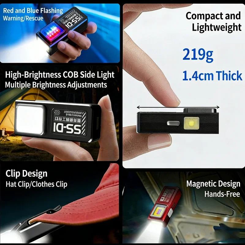 Mini COB LED Flashlight – 800 Lumen, Rechargeable & Waterproof EDC