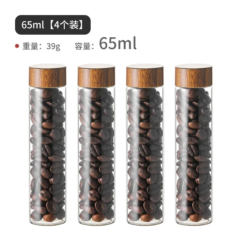 Mini Glass Sealed Jar Food Grade Coffee Powder Dispenser Bottle Portable Tea Coffee Beans Storage Small Empty Bottle Oasis Select 65ml 4pcs