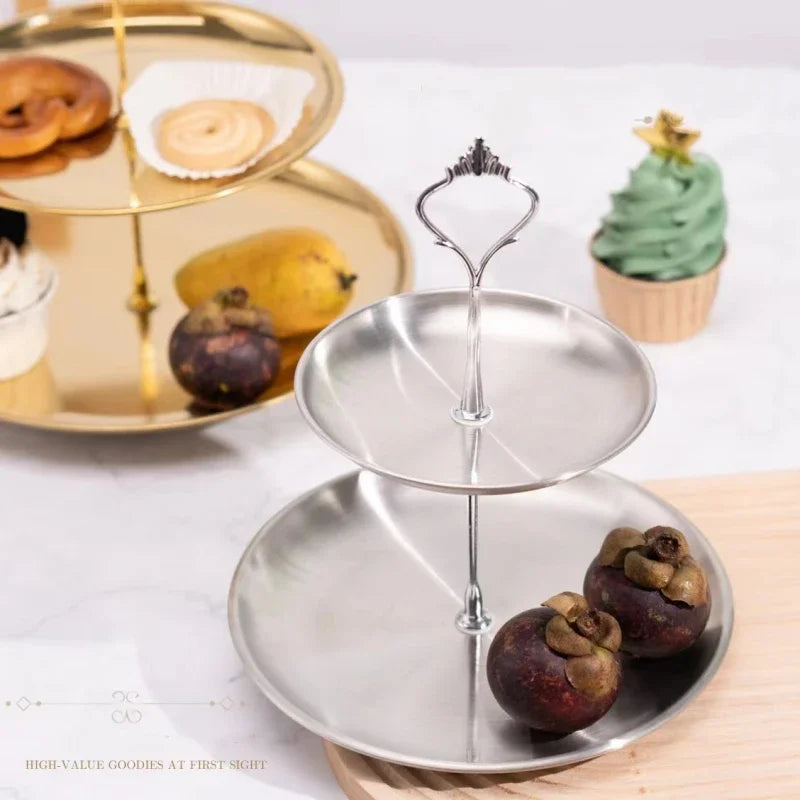 Three-layer Stainless Steel Cake Tray, Cake, Snack Plate, Birthday, Wedding Party Dessert Stand, Table Dessert Display Stan Oasis Select