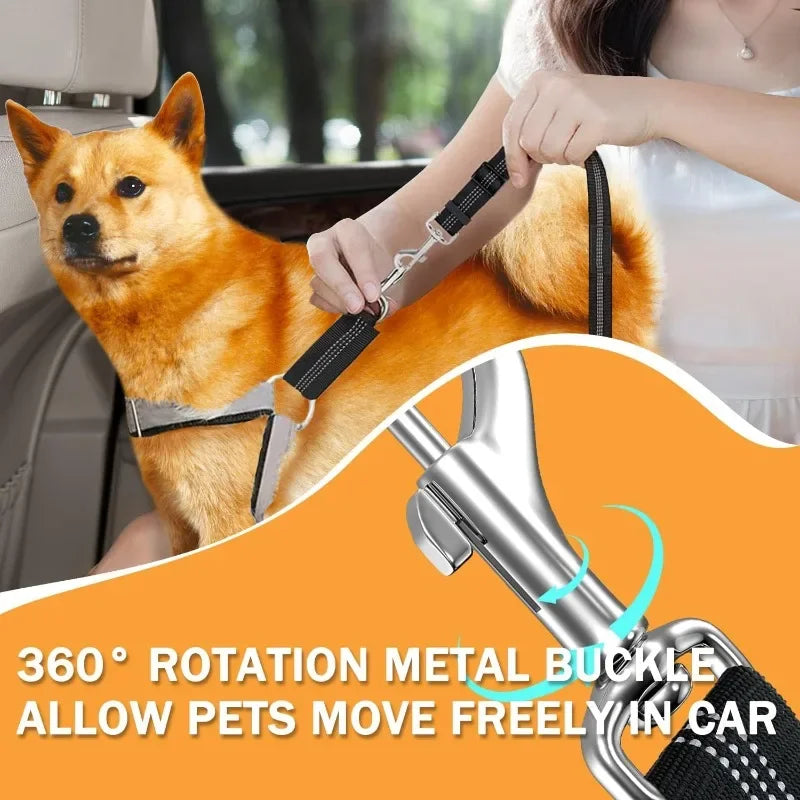 2 in 1 Heavy-Duty Elastic Dog Car Seat Belt Safety Harness, Crash Tested for Pets, Adjustable Travel Tether for Truck SUV Car Oasis Select