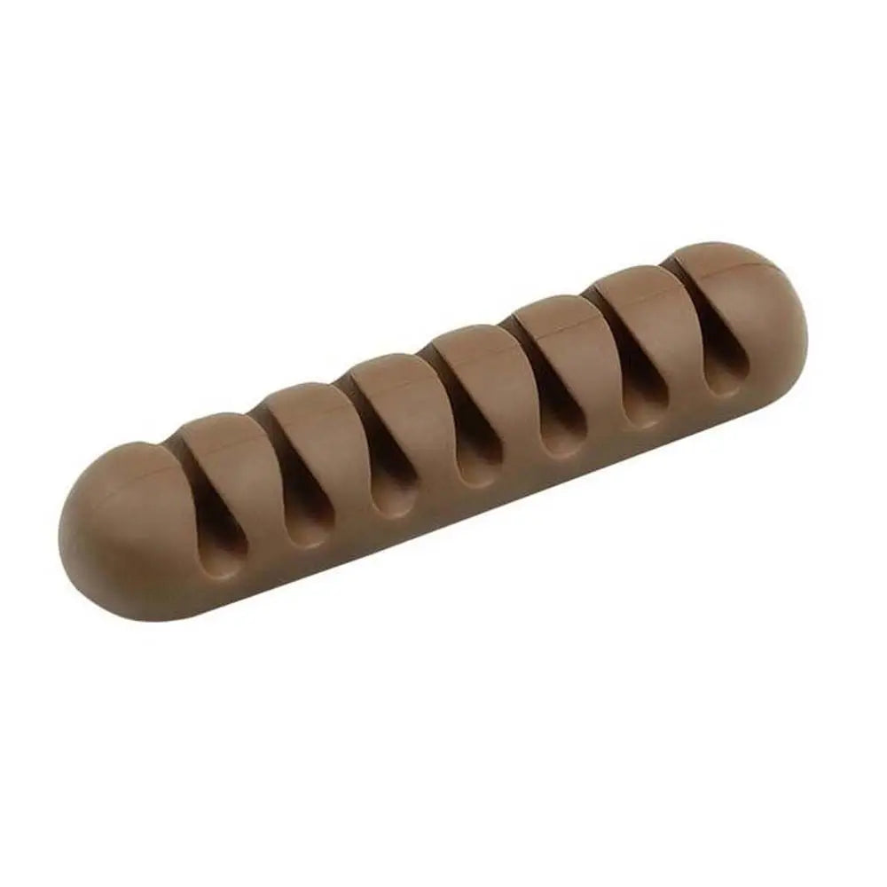 7 Holes USB Cable Organizer Cable Clamp Wire Winder Headphone Earphone Holder Cord Silicone Clip Phone Line Desktop Management Oasis Select brown