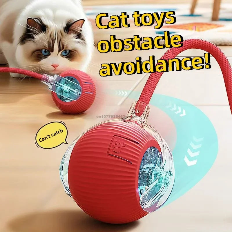 Electric Cat Ball Toys Automatic Rolling Ball Faux Tail Rechargeable Pet Interactive Toy Dog Cat Training Imitate Mouse Pet Toys Oasis Select