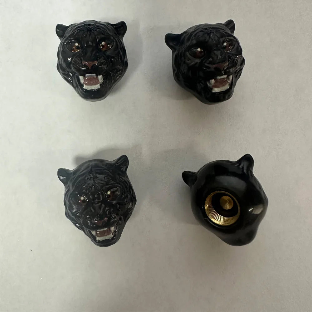 4Pcs Tiger Style Tire Valve Stem Caps 3D Animal Car Accessories Decor Tire Air Caps for Car,SUV,Bike,Motorcycle,Bicycle Oasis Select Black