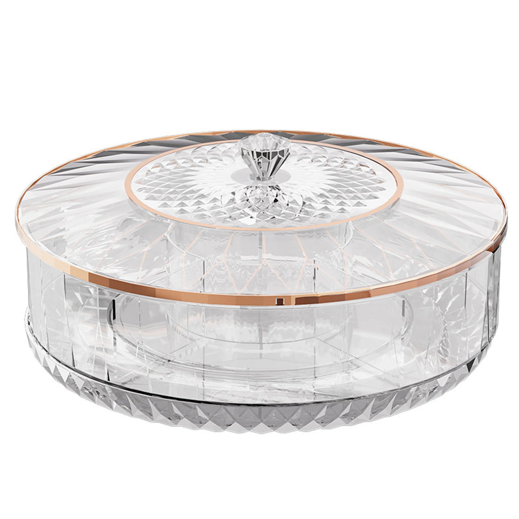 Rotatable Stackable Fruit & Candy Tray with Gold Lid