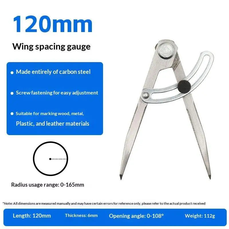 Stainless Steel Wing Divider Adjustable Lock Multipurpose Scriber for Leathercraft Woodworking Metalworking Marking Tools Oasis Select B