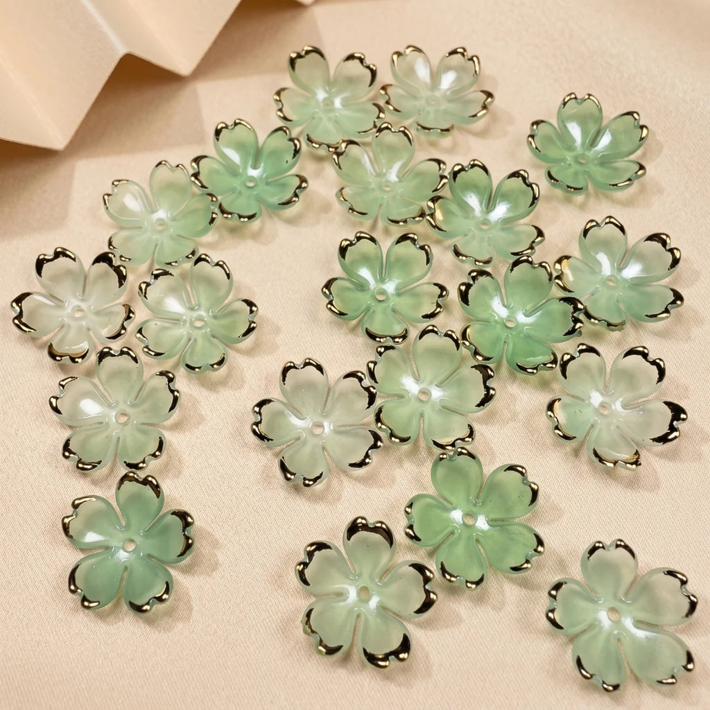 50pcs Colorful Cherry Blossom Beads 5-Petal Acrylic Flower Beads Mini Spacer Beads Hair Charms Christmas for Bracelets Earring Oasis Select 3