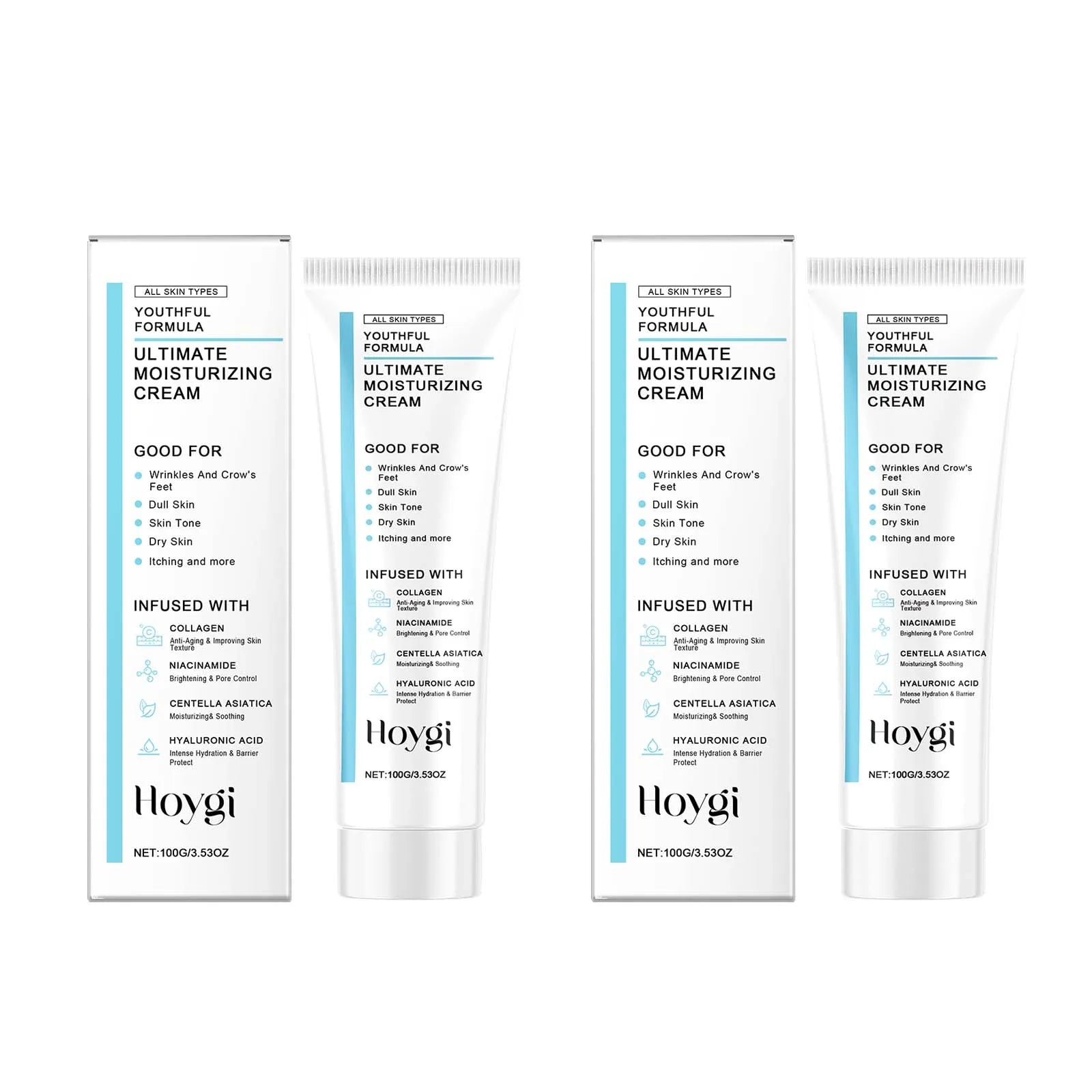 Centella Moisturizing Cream Hyaluronic Acid Daily Nourishing Cream Strengthen Barrier Rejuvenation Oil Control Brighten Skin Car Oasis Select 2 x 100g boxed