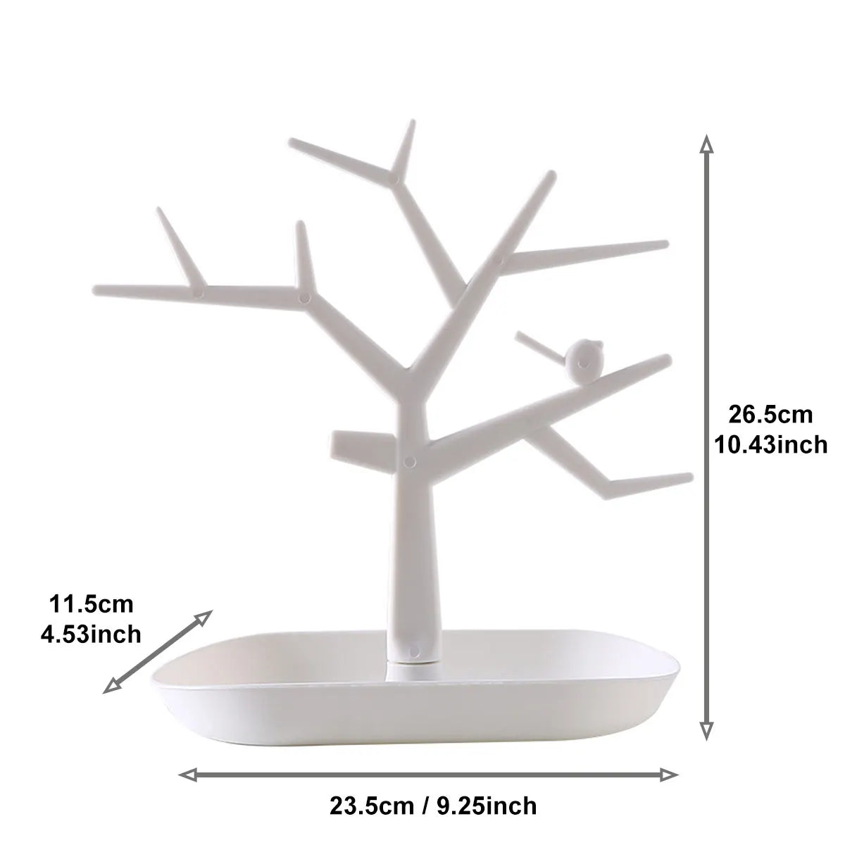Creative Tree Shaped Jewelry Display Rack, Desktop Key Holder, Earrings, Rings, Watches, Multifunctional Storage Hanging Rack Oasis Select WHITE