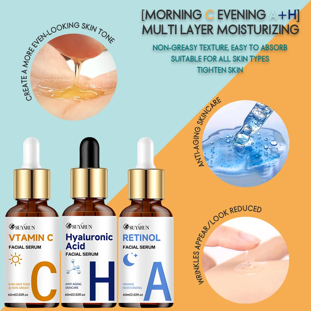 SUYARUN Vitamin C + Retinol + Hyaluronic Acid Serum Duo | Anti-Aging Brightening & Hydration Combo | For All Skin Type. Oasis Select