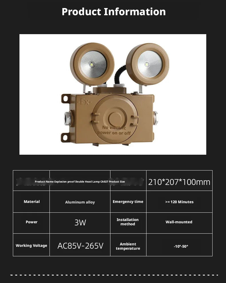 2-in-1 LED Explosion-Proof Emergency Light | Dual Head IP65