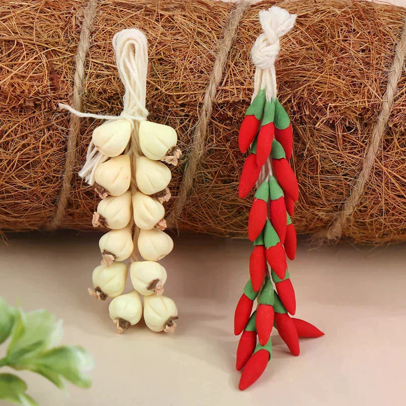 1String 1:12 Dollhouse Miniature Garlic Chili Pepper Whole String Condiment Kitchen Food Model Living Scene Decor Toy Oasis Select