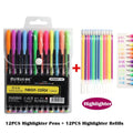 12/24Pcs Metallic Glitter Colors Gel Pens For School Office Adult Coloring Book Journals Drawing Art Markers Promotion Pen Oasis Select 12pc pen 12 Refill A