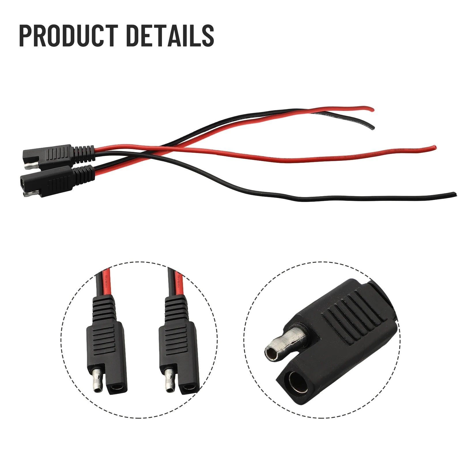 2Pcs SAE Single-ended Cable Power Extension Connector Plug Cable Solar Panel Battery Adapter Quick Connect Oasis Select