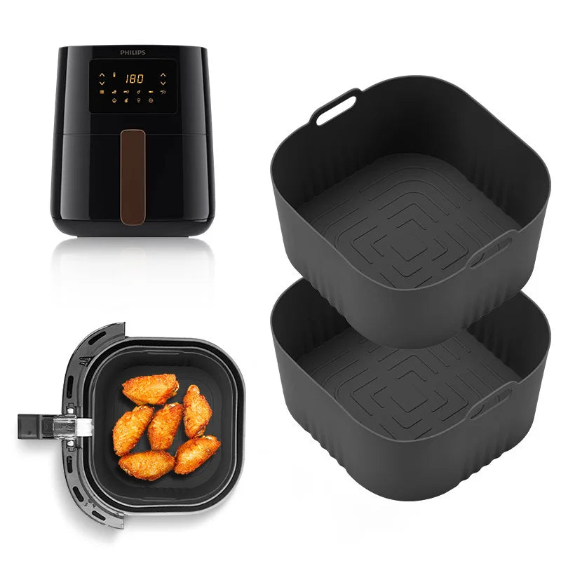 Silicone Bakeware Non-Stick Silicone Pot Air Fryer Mould Heat Resistant Air Fryer Pan For Kitchen Baking Home Cooking Small Air Oasis Select