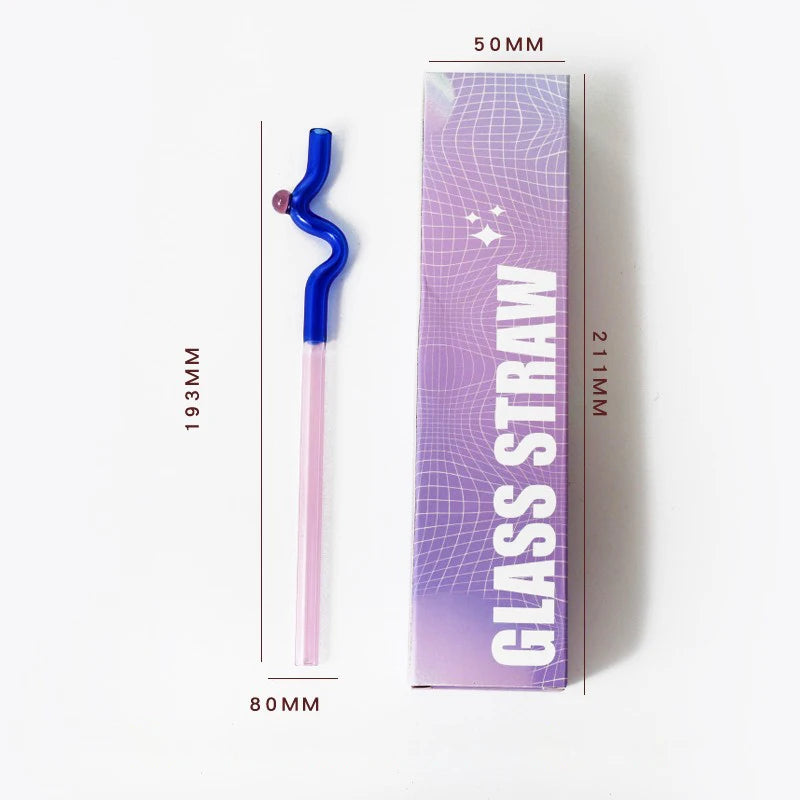 Knotted Colored Glass Straws Lightweight Smooth Edge Gift for Men Women and Kids Practical Stylish Versatile Suitable for Photos Oasis Select BJ00655