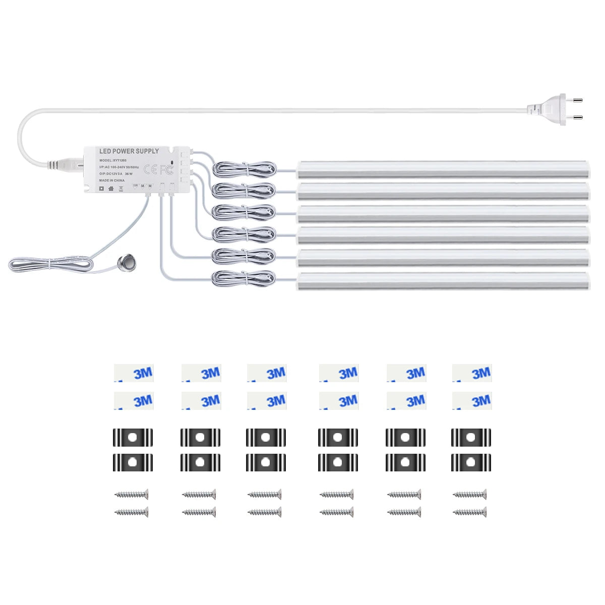 12V Touch Dimmable Swtich Control LED Light Bar White/Warm White 30CM/40CM/50CM Led Night Lamp for Kitchen Room Closet,1/2/4/6pc Oasis Select