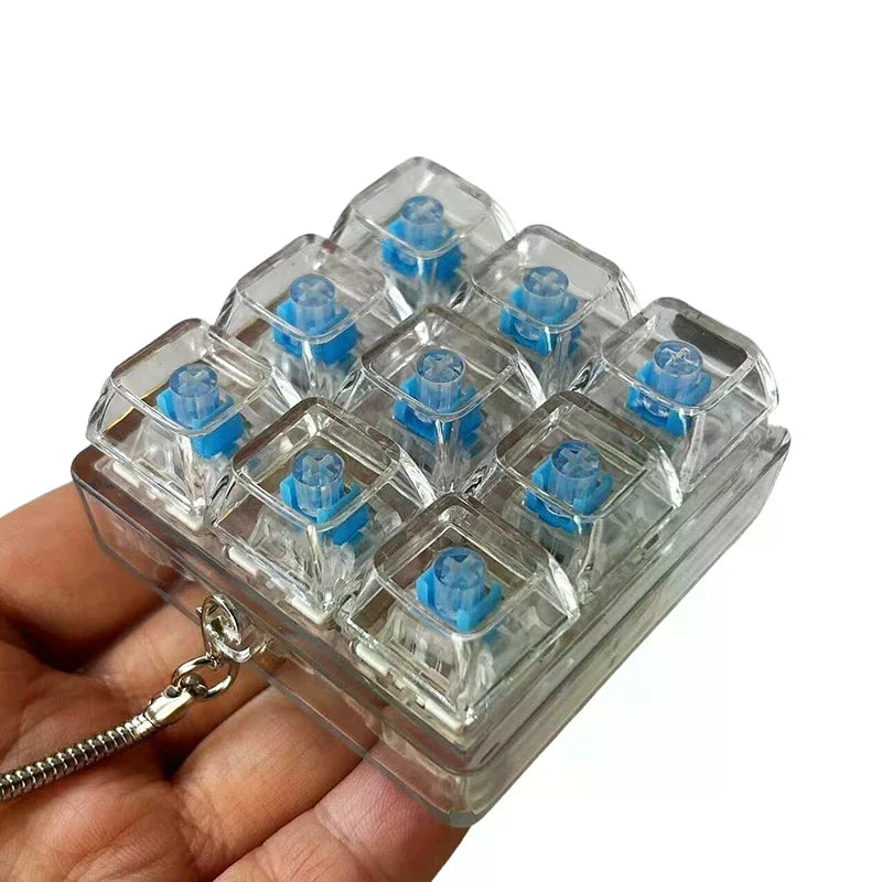 4/9 Keys Mechanical Keyboard Axis Tester LED Keyboard Key Toy Stress Relief DIY Button Keycap Fidget Keychain Toys Gift Oasis Select