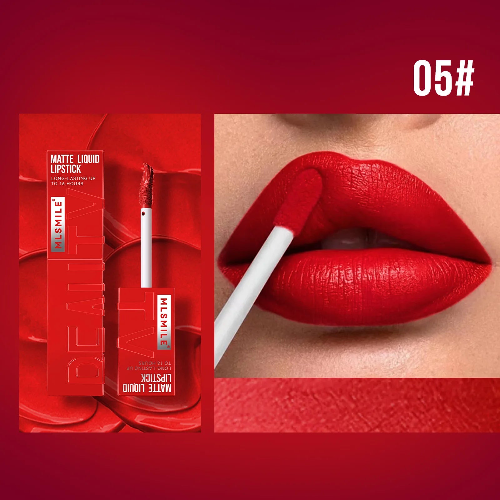 MLSMILE 6-Color Liquid Matte Lipstick – Velvet Satin Gloss