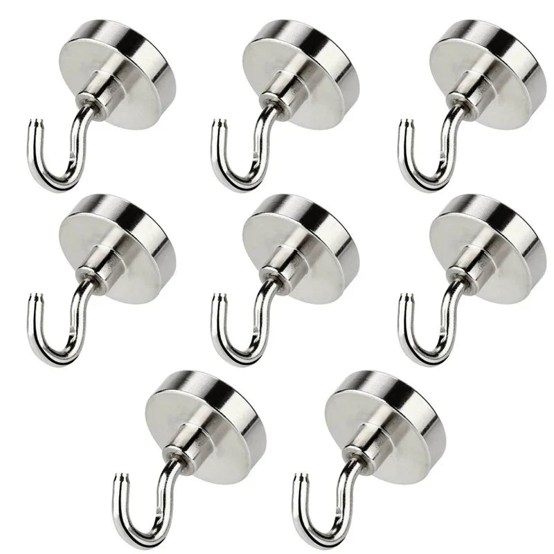 8PCS Strong Neodymium Magnetic Hook Sucker Metal 12kg 5Pounds Diameter 20mm Magnets Quick Hook Shelf Ring For Home Kitchen Oasis Select 8PC 20mm