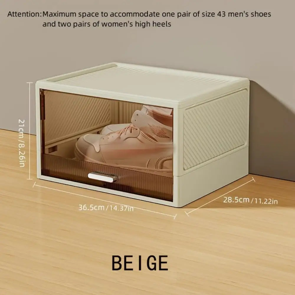 1pc transparent plastic shoe box, multifunctional family storage box, detachable shoe storage box, dustproof shoe box Oasis Select Beige
