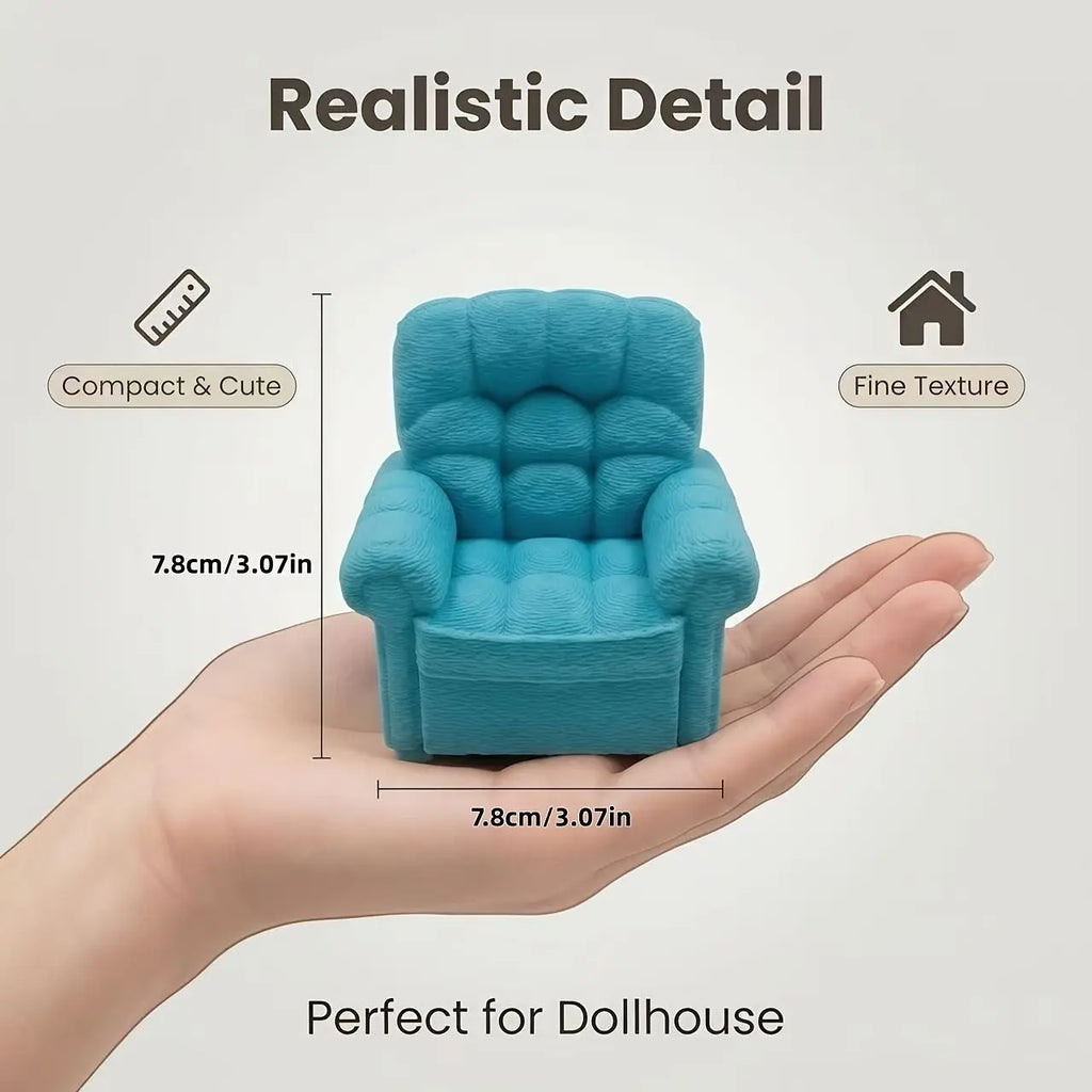 1:12 Retro Miniature Recliner Chair 3D Printing Diy Dollhouse Sofa Mini Dollhouse Living Room Furnitures Decor Accessories Gifts Oasis Select