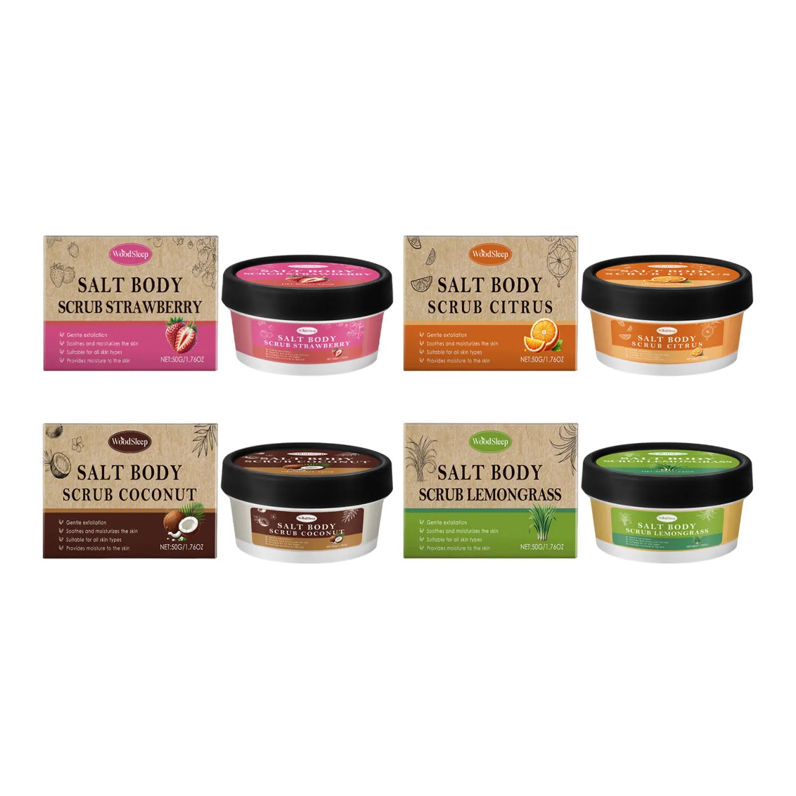 Antioxidant Skin-Elasticity-Enhancing Body Scrub Multiple Scents Gently Exfoliates Improves Rough Skin Firms and Nourishes Skin Oasis Select 4PC Boxed