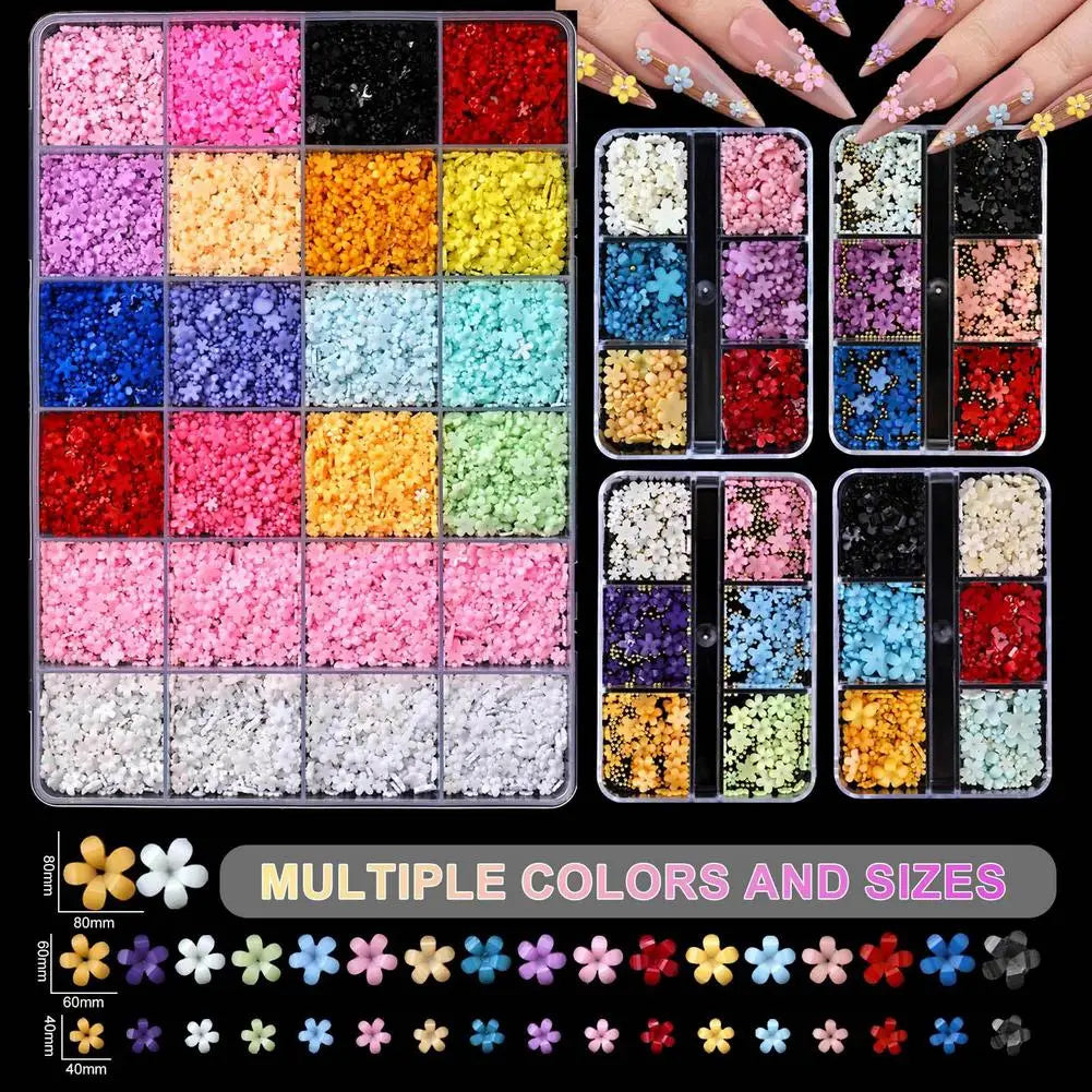 3D Acrylic Flower Nail Charms – Floral DIY Nail Art Decor Set Nail Art Charms Oasis Select