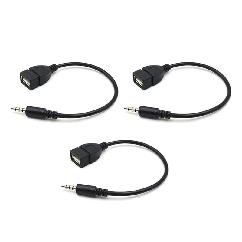 1/2/4/6pcs Car Connection Cable USB Female To Audio AUX Cable USB Flash Drive/Navigation/Stereo AUX Data Adapter Car Accessories Oasis Select 3pcs