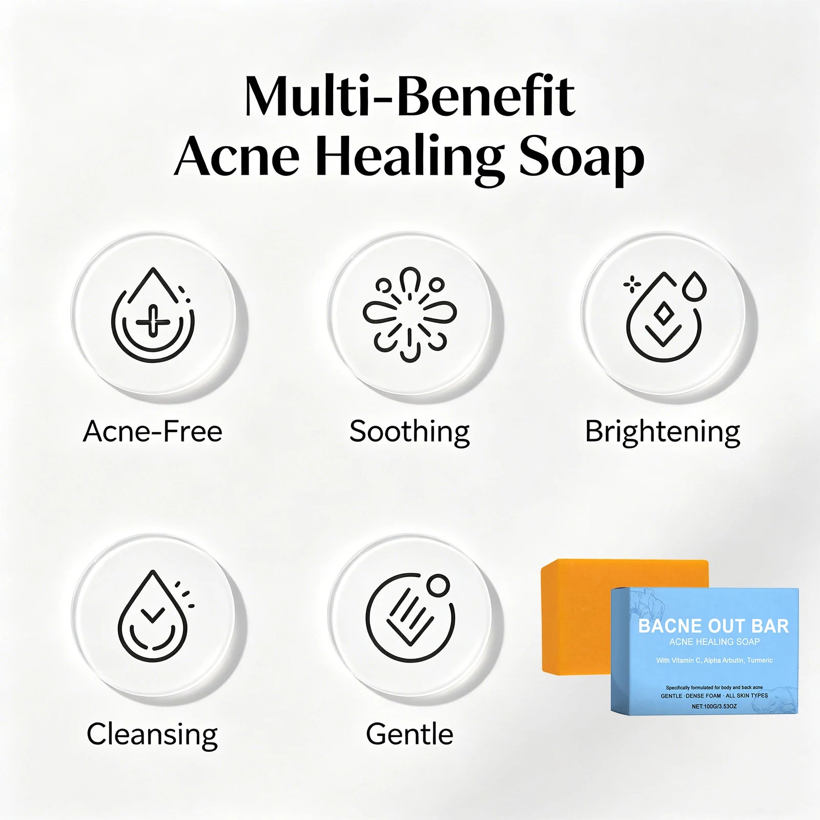 Vitamin C Cleansing Soap with Turmeric Moisturizing & Softening Oil Control Brightens Skin Moisturizing Cleansing Essential Soap Oasis Select