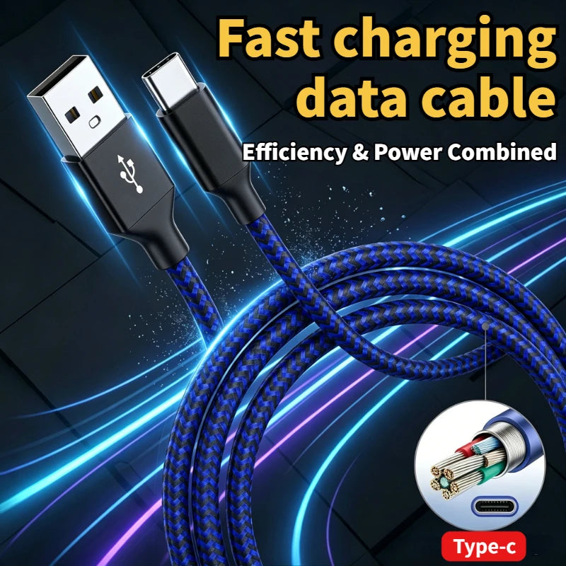USB To Type-C Nylon Data Cable Supports 10A Ultra-Fast Charging 1m/3m Pptional Both Electrical Charging And Data Transmission Oasis Select