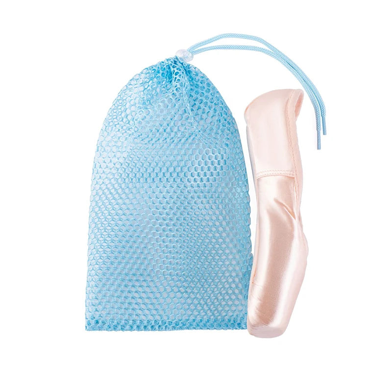 Drawstring Ballet Bag – Mesh Pointe Shoe Storage for Dancers Dance Shoe Bag Oasis Select Blue